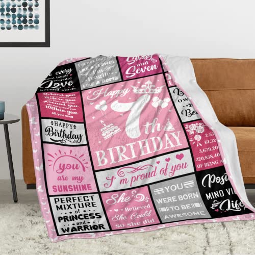 Hocgiwd Gifts for 7 Year Old Girls, 7 Year Old Girl Birthday Gifts, 7th Birthday Gift for Girls, 7th Birthday Decorations for Girl Blanket 60x50in - Image 4