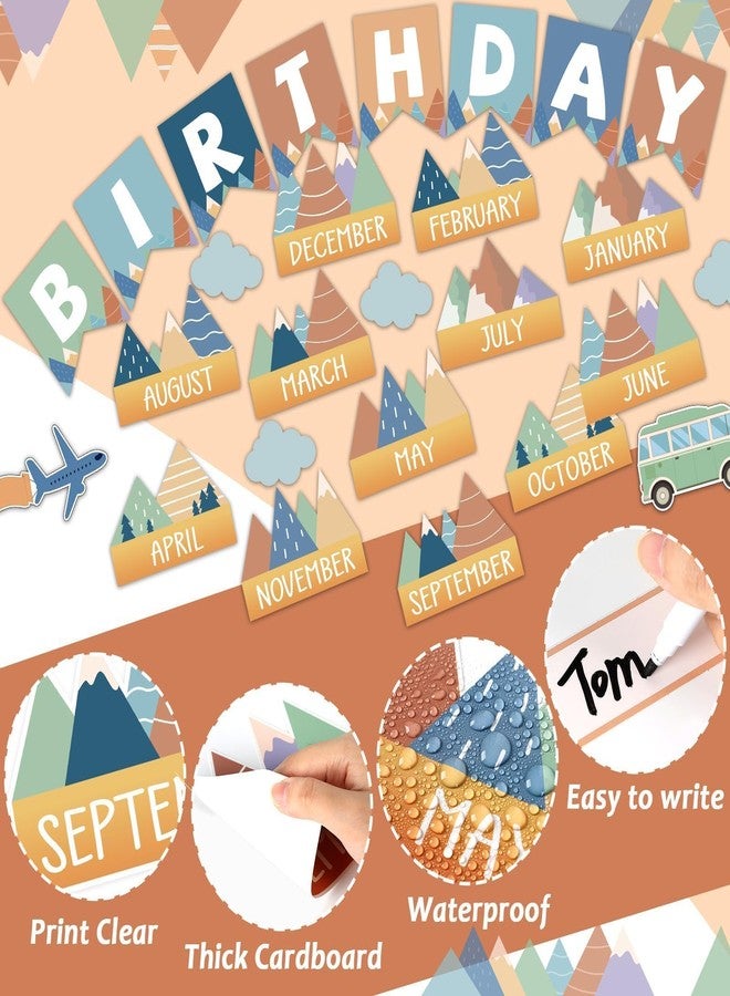 CHUNNIN 64 Pieces Moving Mountains Happy Birthday Bulletin Board Set Birthday Bulletin Board Classroom Decorations Paper Cutouts Chart for Classroom Chart Calendar Wall Decor - Image 2