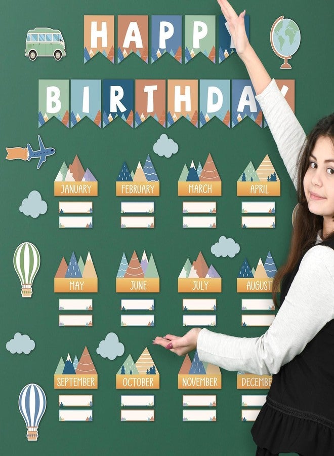 CHUNNIN 64 Pieces Moving Mountains Happy Birthday Bulletin Board Set Birthday Bulletin Board Classroom Decorations Paper Cutouts Chart for Classroom Chart Calendar Wall Decor - Image 4