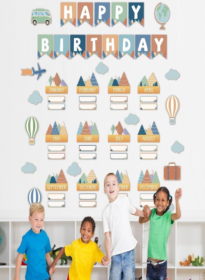 CHUNNIN 64 Pieces Moving Mountains Happy Birthday Bulletin Board Set Birthday Bulletin Board Classroom Decorations Paper Cutouts Chart for Classroom Chart Calendar Wall Decor - Image 5