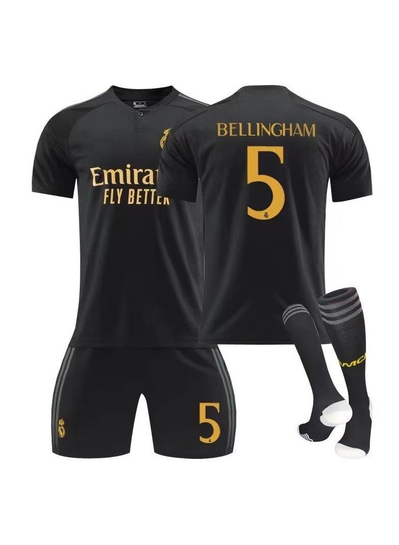 general 23-24 Real Madrid Two Away Soccer Jersey BELLINGHAM #5 Soccer Jersey/Shorts Socks Gift Set Kids Size & Adult Size, Gift for Fan Friends - Image 1