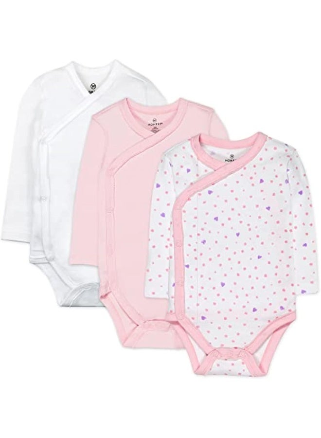 HonestBaby HonestBaby unisex-baby 3-pack Long Sleeve Side-snap Kimono Bodysuits  - Image 1