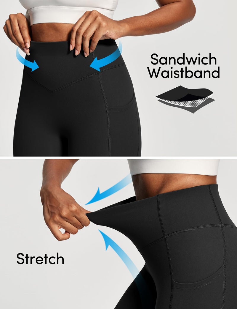 IUGA Scrunch Butt Lifting Leggings for Women Workout Tummy Control No Front Seam Compression Leggings with Pockets Yoga Pants Black - Image 3