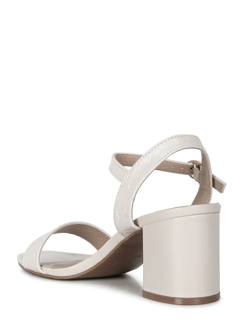 London Rag Block Heeled Slip On Sandals in Cream