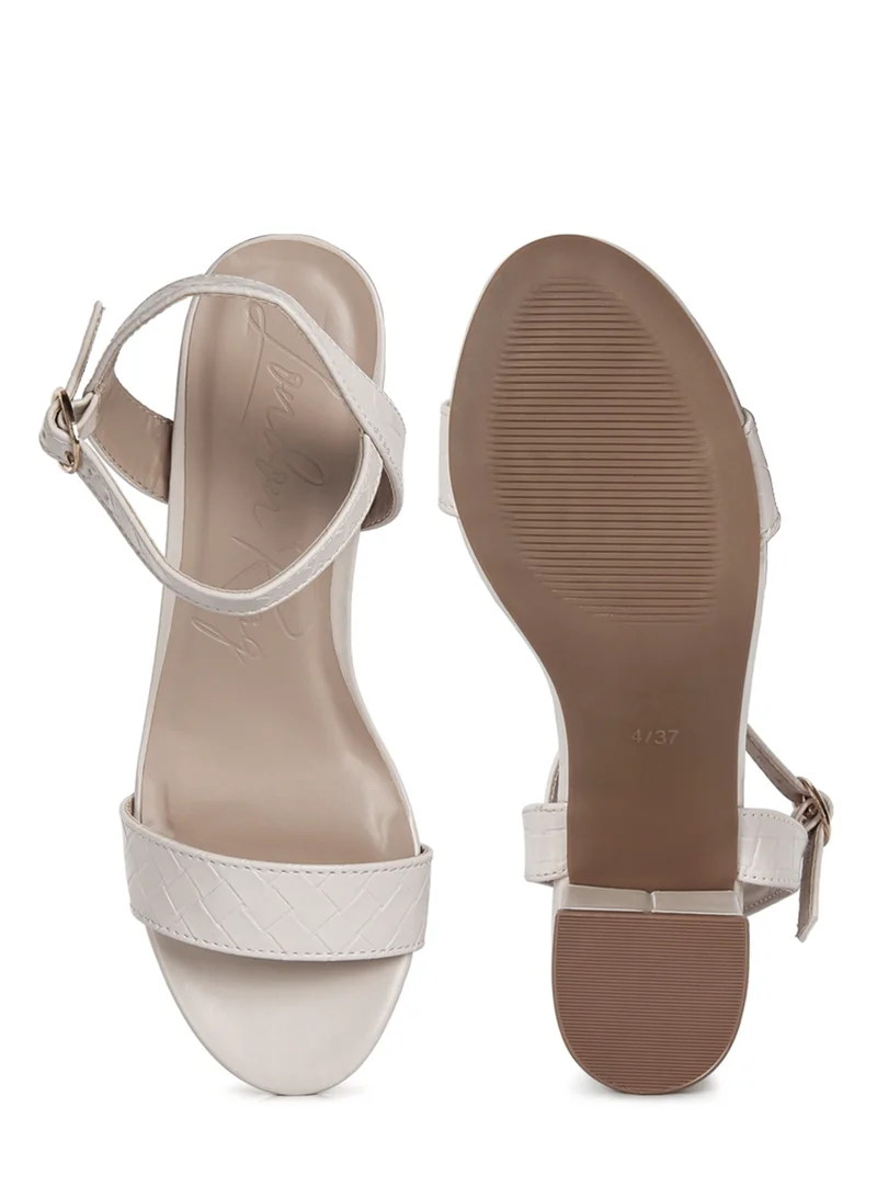 London Rag Block Heeled Slip On Sandals in Cream