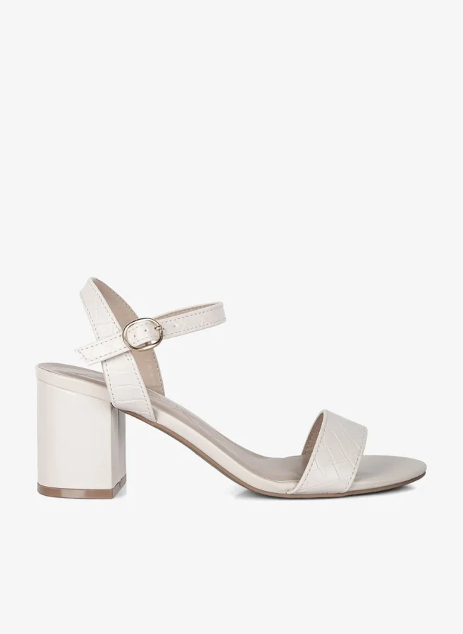 London Rag Strap Block Heel Sandals in Cream