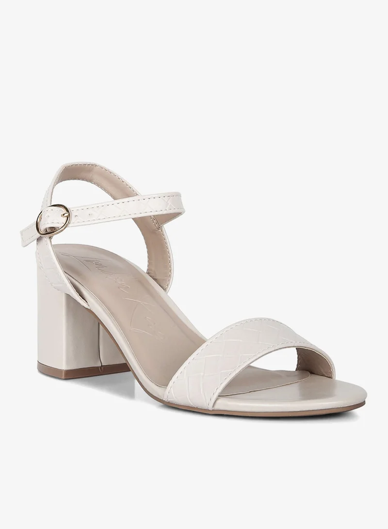 London Rag Strap Block Heel Sandals in Cream