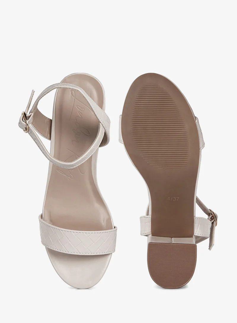 London Rag Cream Strap Block Heel Sandals in Cream for Women | Best Price UAE