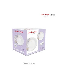 La Opala Diva by La Opala, Pearl Collection, Opal Glass Dinner Set 20 pcs, Lively Hues, White  - Image 5