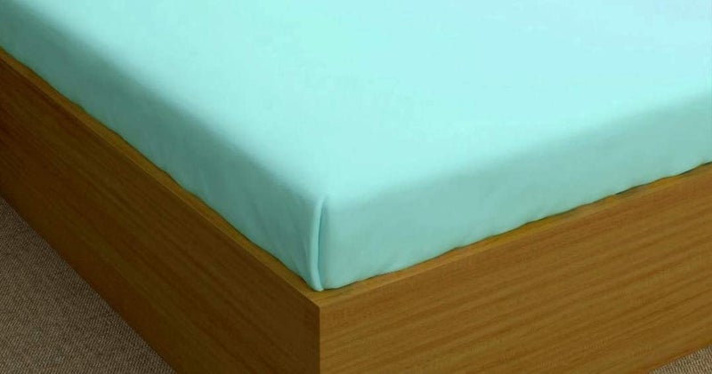 Outlay Home Soft Microfibre 350 TC Double Plain Bedsheet with 2 Pillow Cover,( 228 x 242 CM ) - Aqua - Image 4