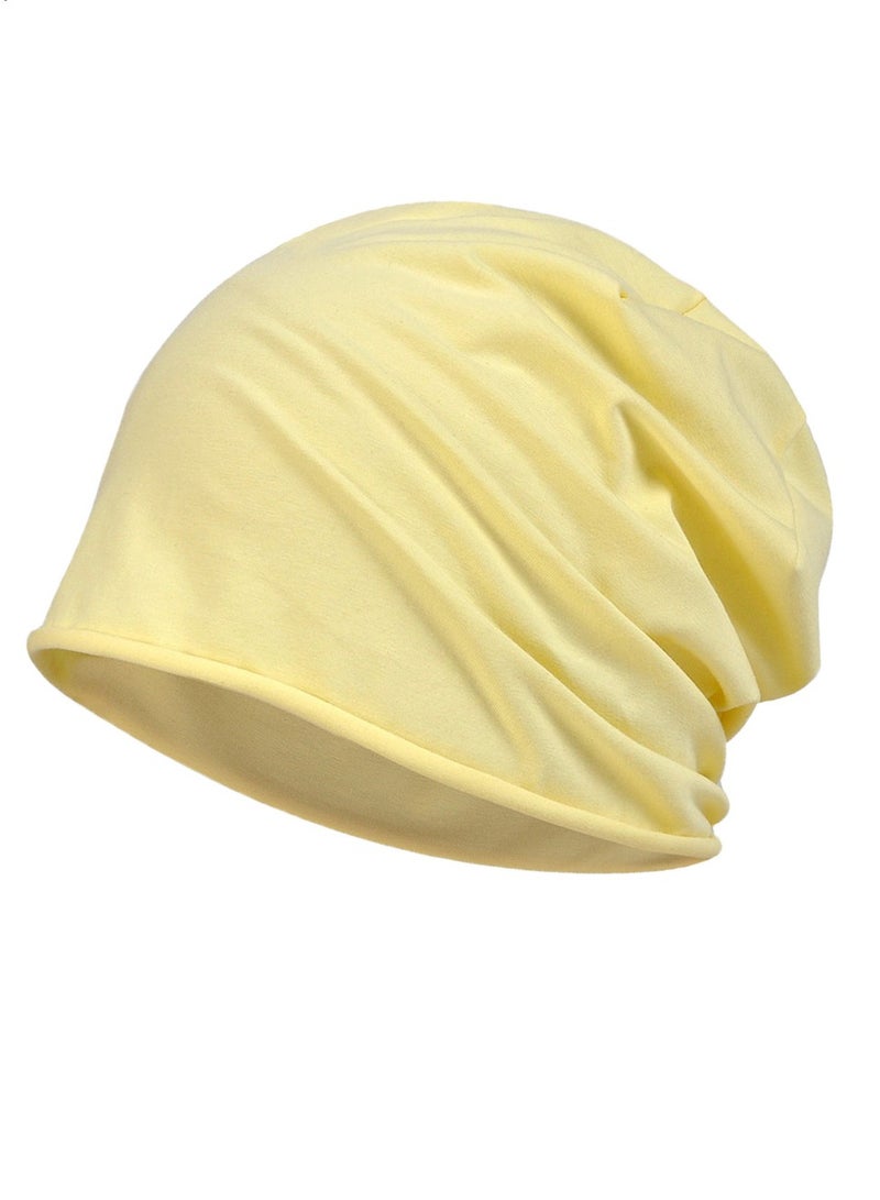 Loquat Infinity Scarf Headwear Cap Solid Color Beanie Hat Yellow 