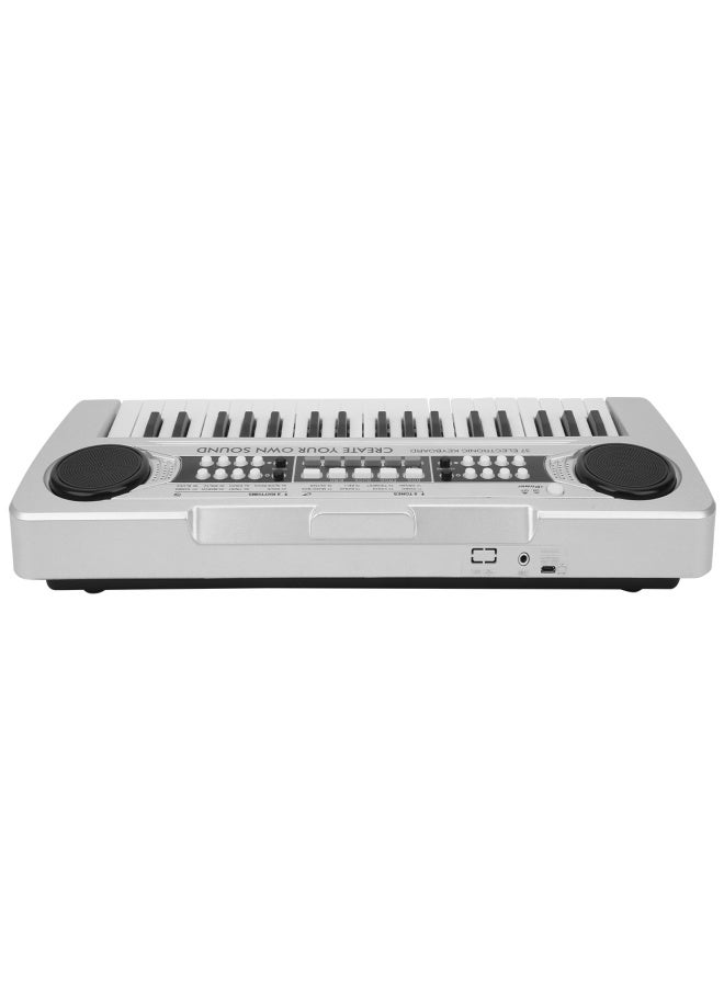 Electronic Keyboard 37 Piano Keys Children Toys Musical Instrument with MicrophoneSilver - Image 1