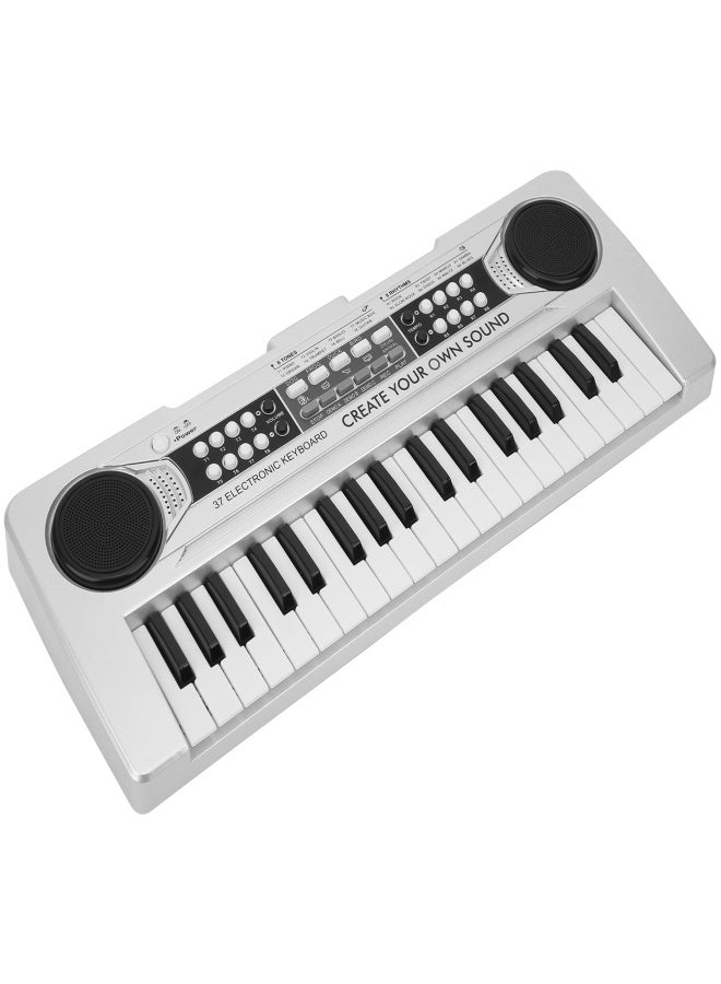 Electronic Keyboard 37 Piano Keys Children Toys Musical Instrument with MicrophoneSilver - Image 2