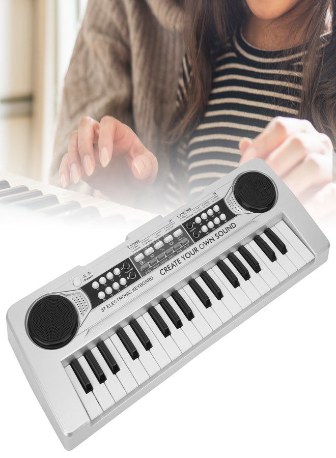 Electronic Keyboard 37 Piano Keys Children Toys Musical Instrument with MicrophoneSilver - Image 5