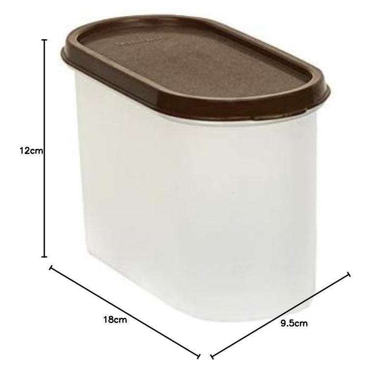 Mahaware Modular Oval Plastic Kitchen Container Set1200 ml Set of 6 Brown - Image 5