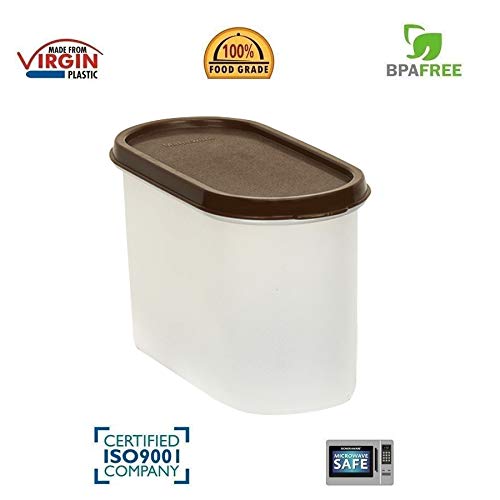 Mahaware Modular Oval Plastic Kitchen Container Set1200 ml Set of 6 Brown - Image 3