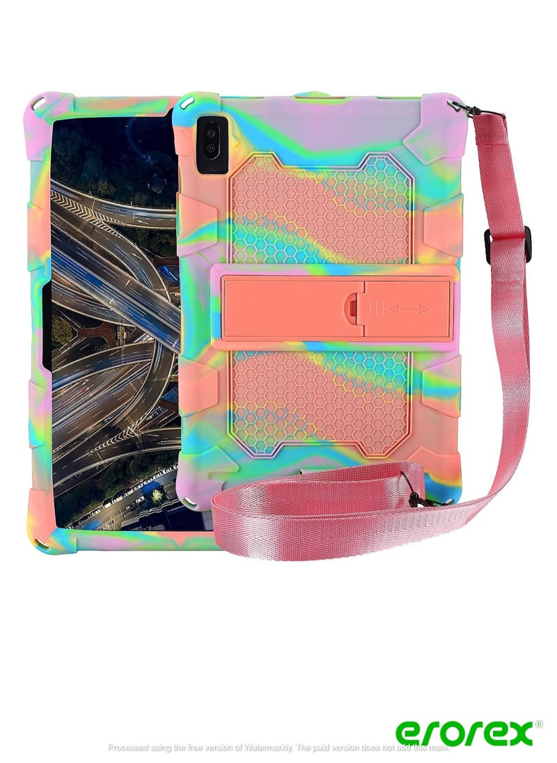 Tablet Case Cover for MatePad 10.4 Soft and Light Silicone Shockproof Drop Protective Cover with Kickstand& Shoulder Strap Kids Case