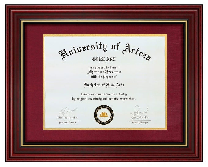 11x14 Diploma Frame Display Certificates 85 x 11 with Red Mat or Documents 11 x 14 without Mat College Degree Wooden Frame with Tempered Glass for Wall and Tabletop DisplayCherry Red