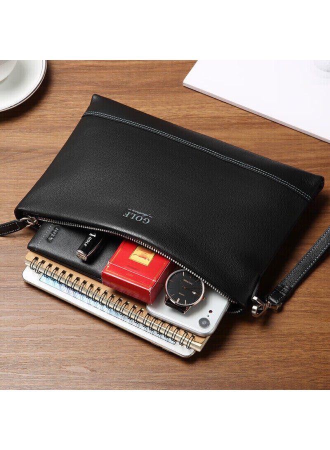 Golf Men's Clutch, Soft Top-grain Leather, Fashionable Envelope Wallet, Handheld Purse, Multi-card Slots, Clutch, Father's Day Gift - Image 1