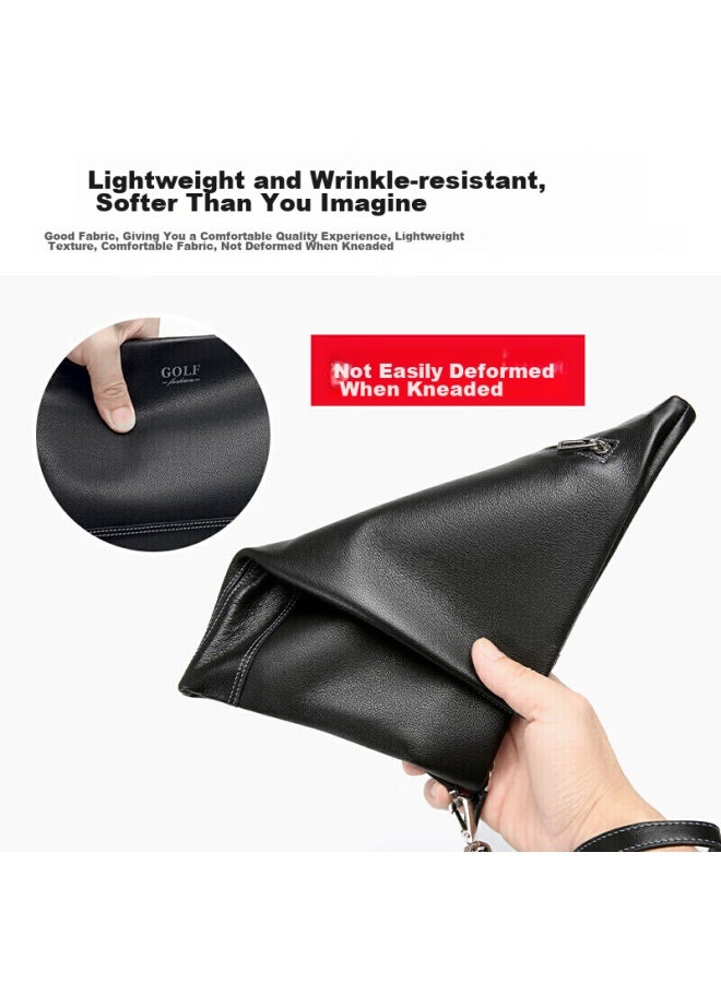 Golf Men's Clutch, Soft Top-grain Leather, Fashionable Envelope Wallet, Handheld Purse, Multi-card Slots, Clutch, Father's Day Gift - Image 4