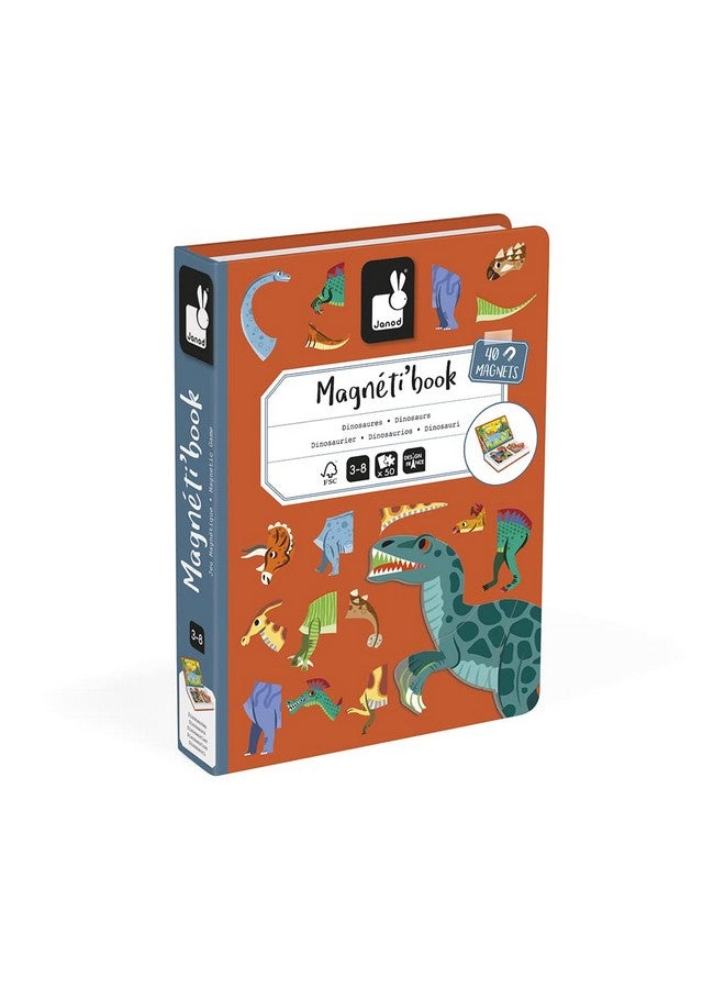 Janod - Magneti'Book Dinosaurs - 50-Part Educational Magnetic Game Teaches fine Motor Skills and Imagination - FSC Certified - Suitable for Ages 3 and up - J02590, Yellow(Gelb) - Image 3