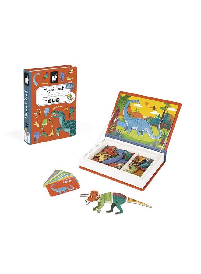Janod - Magneti'Book Dinosaurs - 50-Part Educational Magnetic Game Teaches fine Motor Skills and Imagination - FSC Certified - Suitable for Ages 3 and up - J02590, Yellow(Gelb) - Image 2