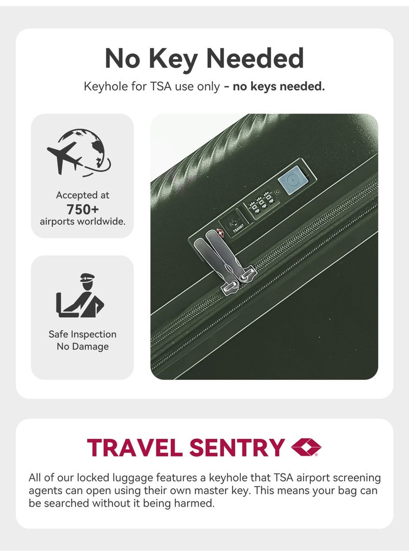 LIGHTGO 7655 100% pure PC Suitcase check in luggage 28 inch with Expandable with TSA travel case Green color - Image 3