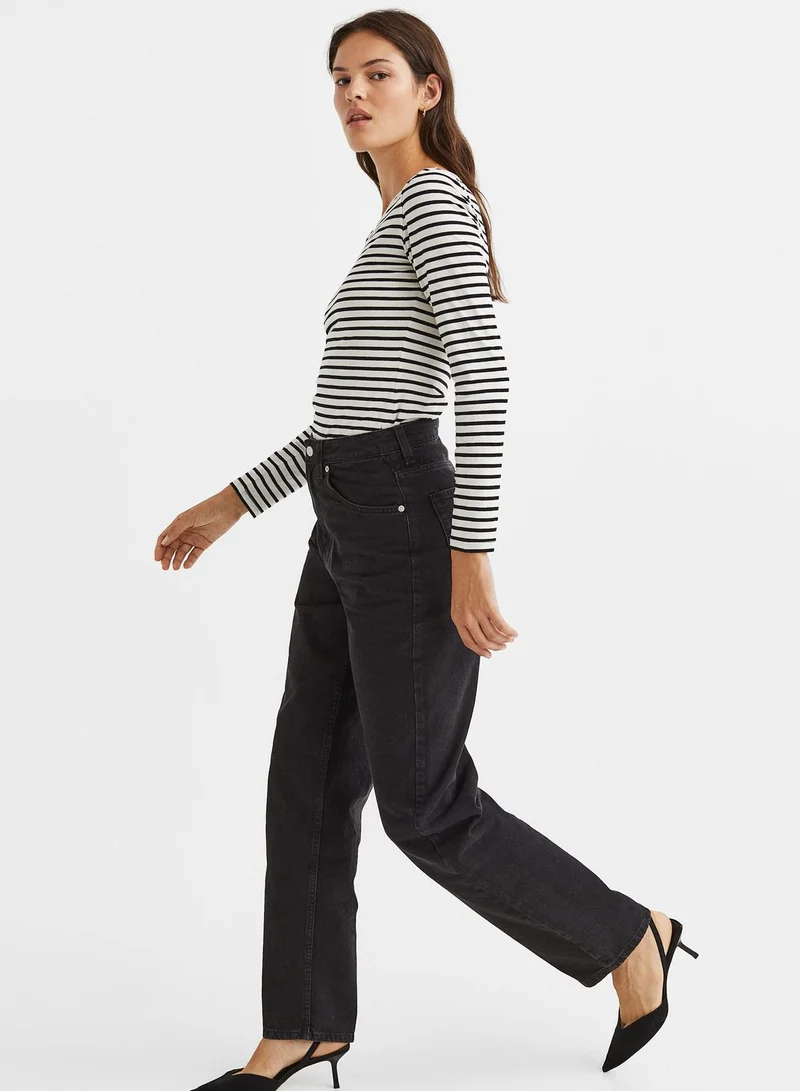 اتش اند ام Striped Round Neck Top