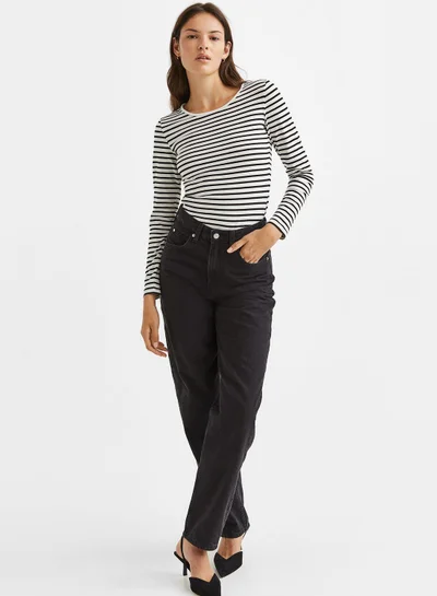H&M Striped Round Neck Top
