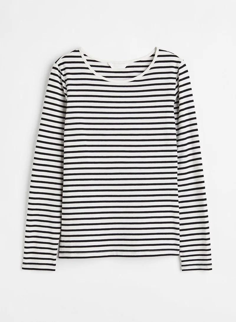 اتش اند ام Striped Round Neck Top
