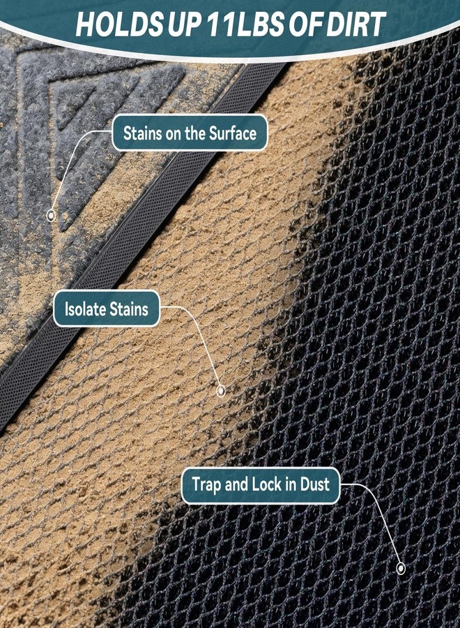 UKISS Front Door Mat Outside Entrance, Sand & Dirt Trapper Low-Profile Non-Slip Doormat Indoor Outdoor, Stain Resistant Washable Rubber Mat for Entryway,30''x17.5'', Black - Image 4