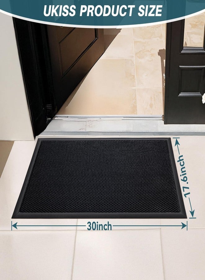UKISS Front Door Mat Outside Entrance, Sand & Dirt Trapper Low-Profile Non-Slip Doormat Indoor Outdoor, Stain Resistant Washable Rubber Mat for Entryway,30''x17.5'', Black - Image 2