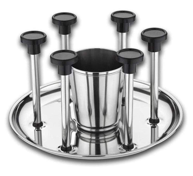 AARSH®Stainless Steel Kitchenware Glass and Spoon Organiser Super for 6 Glasses and Cutlery Glass Stand - Image 4