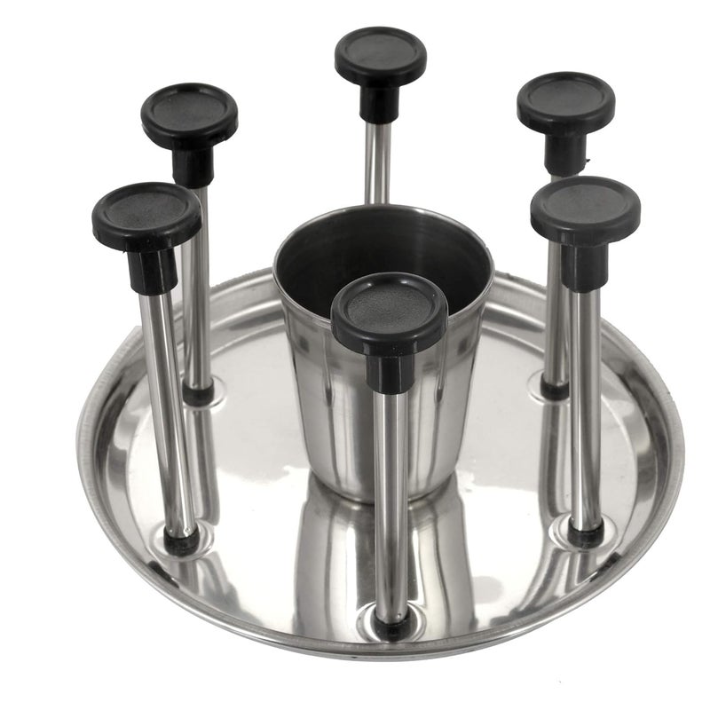 AARSH®Stainless Steel Kitchenware Glass and Spoon Organiser Super for 6 Glasses and Cutlery Glass Stand - Image 1