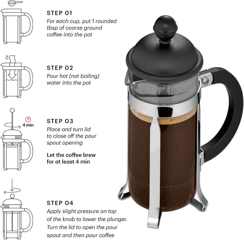 bodum French Press System Caffeteria 8 Cups 1 L Plunger Coffee Maker, Glass, Plastic, Steel, Cream White, 8 Cup - Image 4