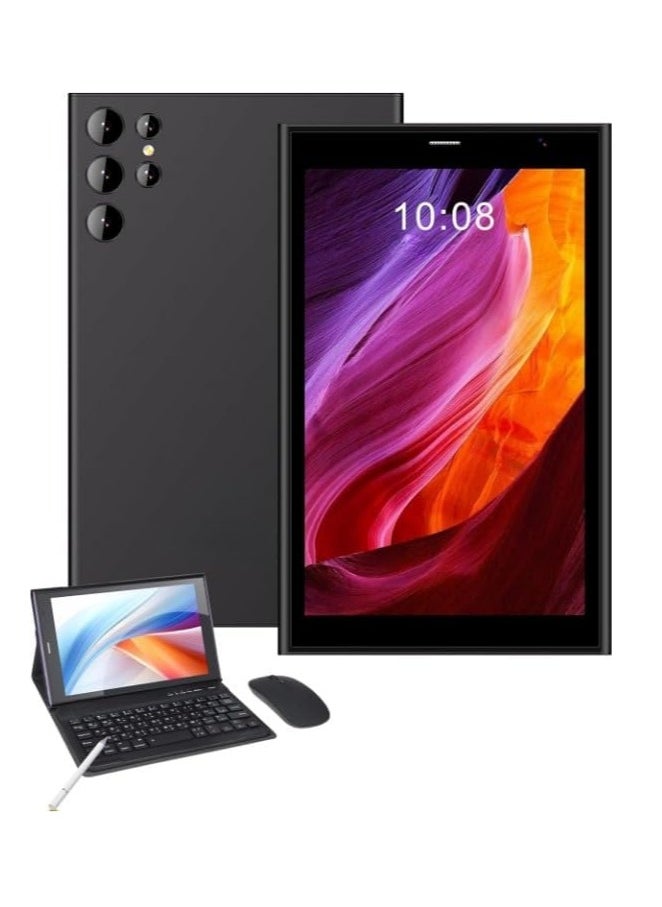 CM824 Ultra 8-inch Tablet 8GB RAM+512GB MEMORY 5g Tablet Single SIM WiFi Kids Tab Zoom Tiktok Supported Dual Camera Android 14 Slim Tablet with Keyboard and Mouse - Black.Latest version for 2025