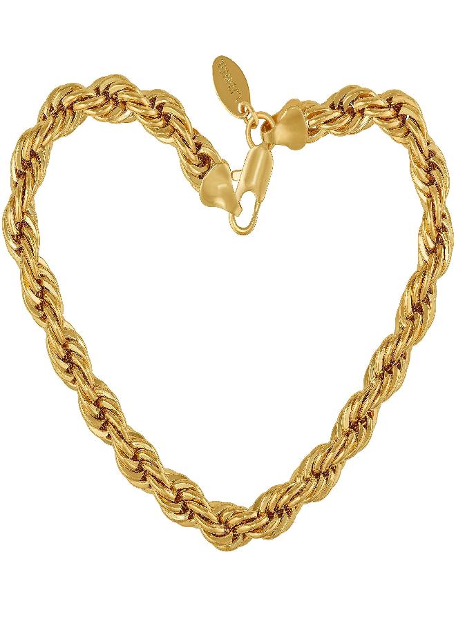 Lifetime Jewelry LIFETIME JEWELRY 7mm Rope Chain Bracelet for Men and Women 24K Real Gold Plated (Gold, 7 inches) - Image 1