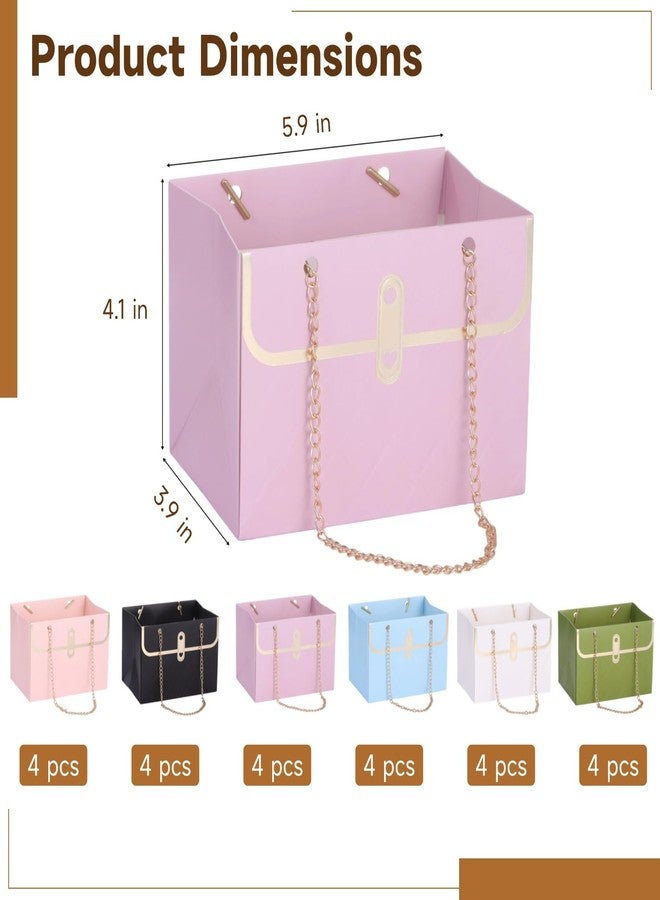 NIMBLOOM 24 Pcs Flower Gift Box Set, Rectangular Floral Bouquet Storage Bag with Metal Chain, Diamond Grid Texture Portable Floral Handbag Box for Valentine's, Mother's Day, Wedding, 6 Colors - Image 5