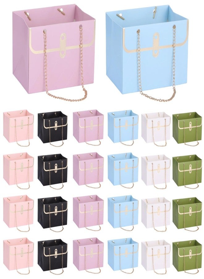 NIMBLOOM 24 Pcs Flower Gift Box Set, Rectangular Floral Bouquet Storage Bag with Metal Chain, Diamond Grid Texture Portable Floral Handbag Box for Valentine's, Mother's Day, Wedding, 6 Colors - Image 2
