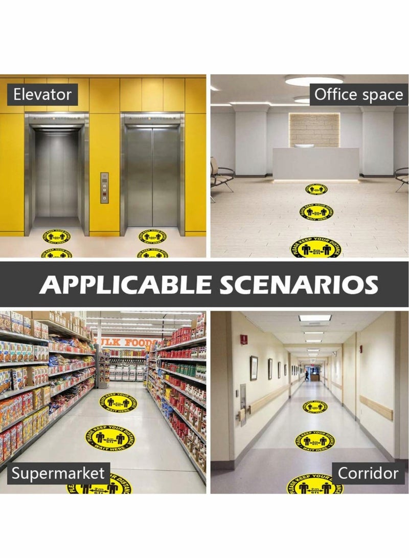 SYOSI Social Distancing Floor Decal Stickers, 10 PCS Floor Stickers Commercial Grade Stay 6 Feet Apart Safety Sign Marker for Social Distancing While in Line, Safety Sign Coronavirus Decal - Image 2