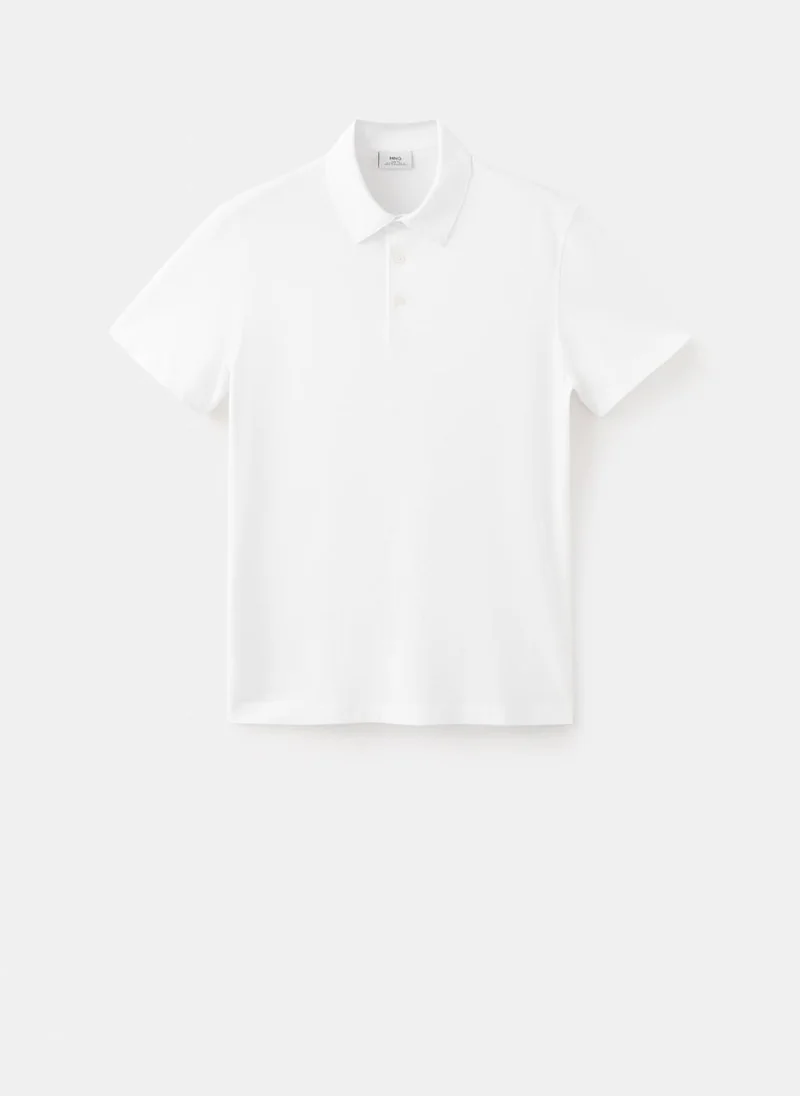 Mango Man 01-BLANCO Slim-Fit Cotton-Piqué Polo Shirt for Men | Best Price UAE