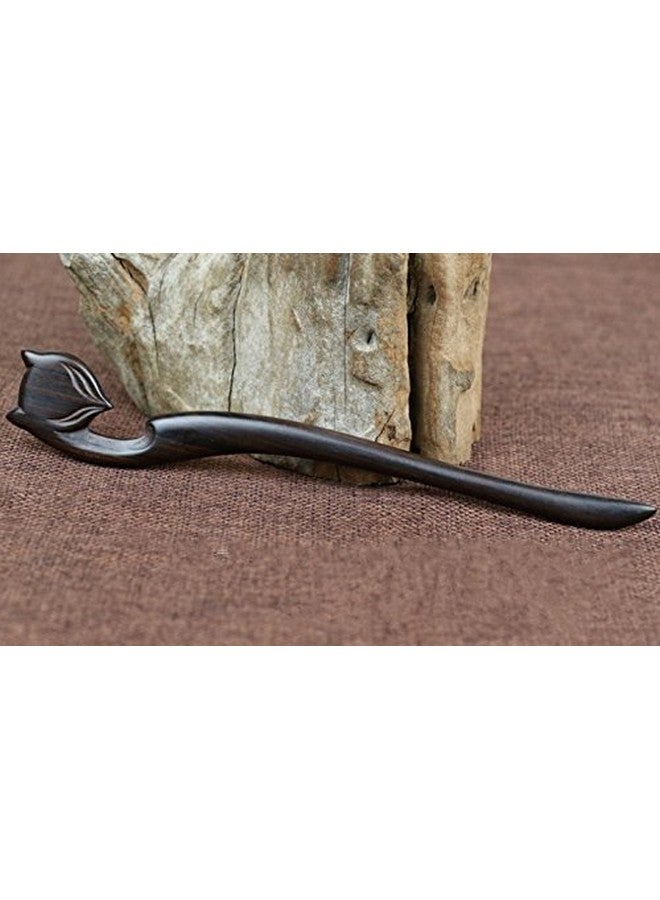 Myhsmooth Zz-Bg-Foxes 2 Count Hair Sticks Natural Ebon Handmade Carved Hair Clip Shawl Hair Pins Pack Of 2 Pcs :Spirit Foxes - Image 4