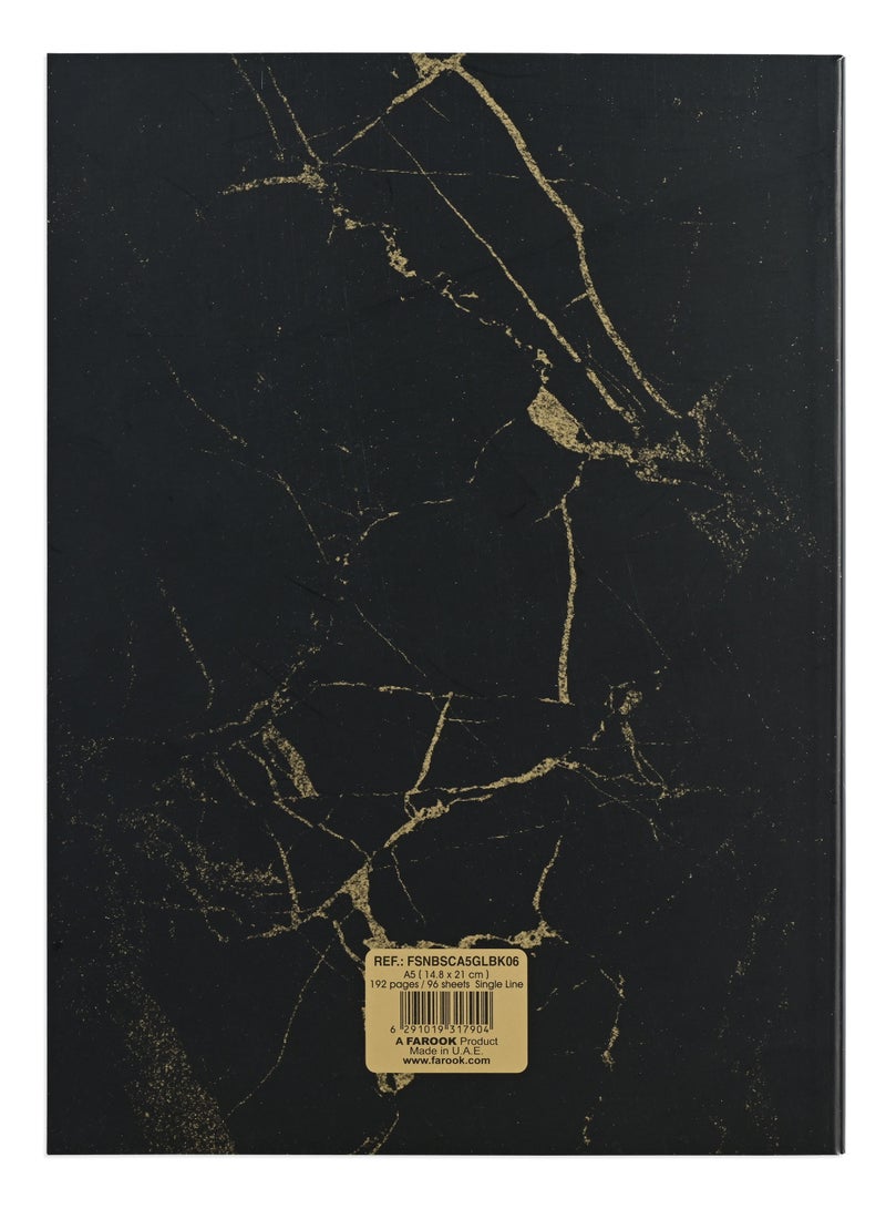 FIS® Notebook Soft Cover, A5 Size(14.8x21cm), 2 Quire, 192 Pages, 96 Sheets, Single Line Ruling, Golden/Black, Packet of 5 Pieces, Design 6 - FSNBSCA5GLBK06 - Image 4