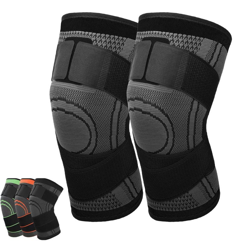 JZS Leg Compression Sleeve Full Leg, 2 Pack Short Knee Brace for Men Women Knee Support Protector for Running, Weightlifting, Workout and other Sport, S (Black) - Image 1