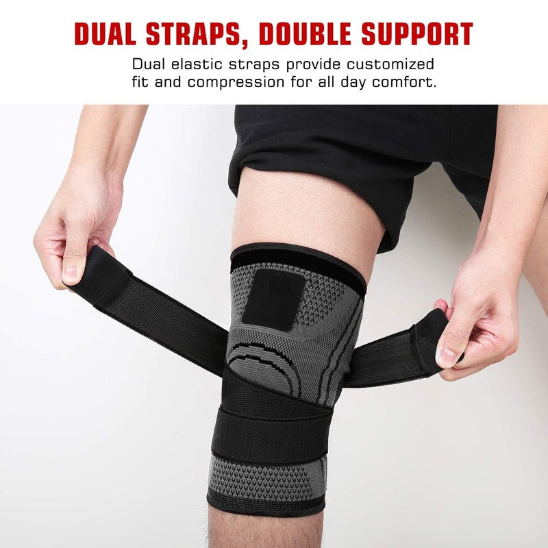 JZS Leg Compression Sleeve Full Leg, 2 Pack Short Knee Brace for Men Women Knee Support Protector for Running, Weightlifting, Workout and other Sport, S (Black) - Image 3
