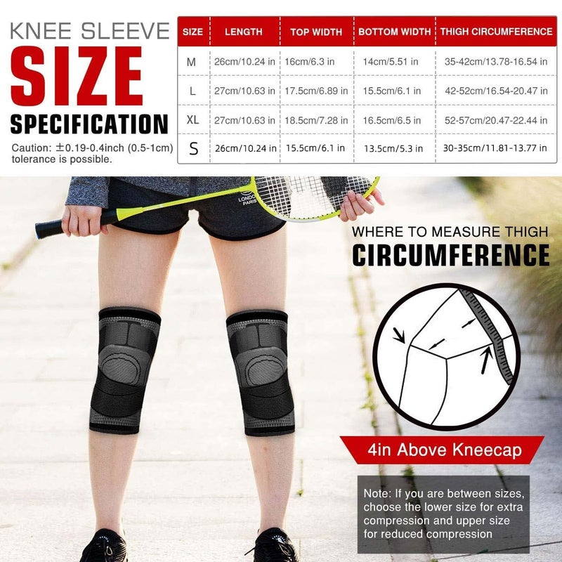 JZS Leg Compression Sleeve Full Leg, 2 Pack Short Knee Brace for Men Women Knee Support Protector for Running, Weightlifting, Workout and other Sport, S (Black) - Image 2