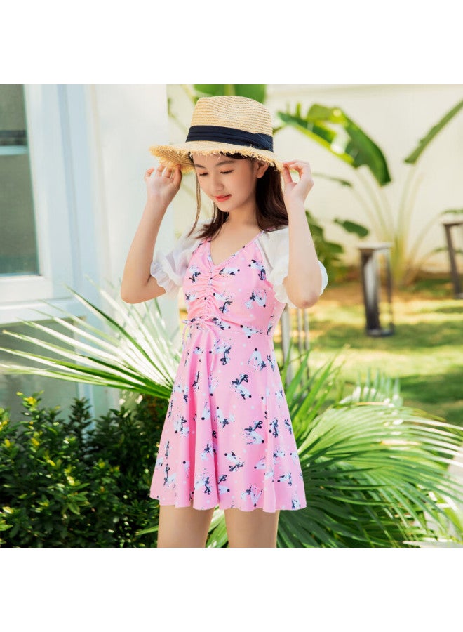Skin-friendly Yifu Children's Sun Protection Swimsuit, One-piece Fashionable Swimwear For Girls, Korean Princess Style, Suitable For School-age Children, Hot Springs And Swimming - Image 2