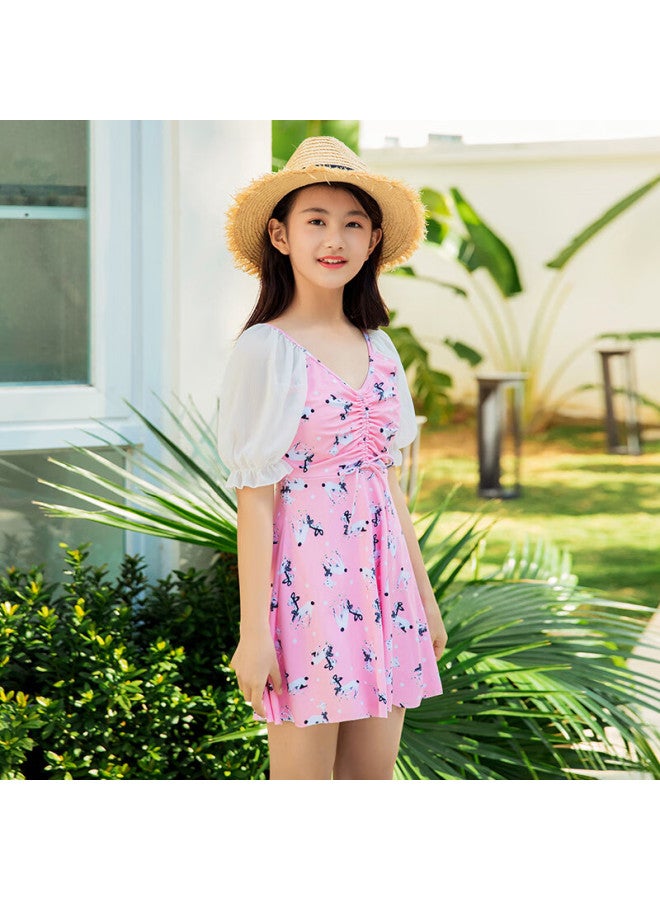 Skin-friendly Yifu Children's Sun Protection Swimsuit, One-piece Fashionable Swimwear For Girls, Korean Princess Style, Suitable For School-age Children, Hot Springs And Swimming - Image 1