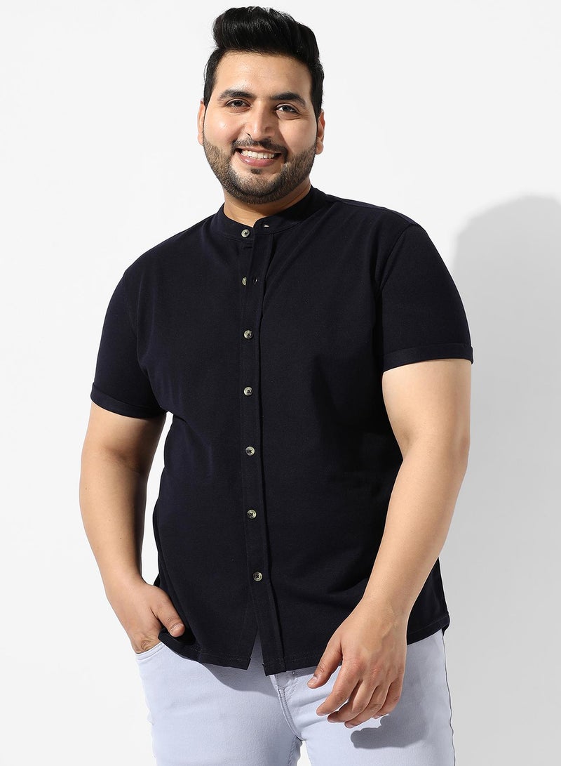 Instafab Plus Men's Black Solid Regular Fit Casual Shirt - Image 1
