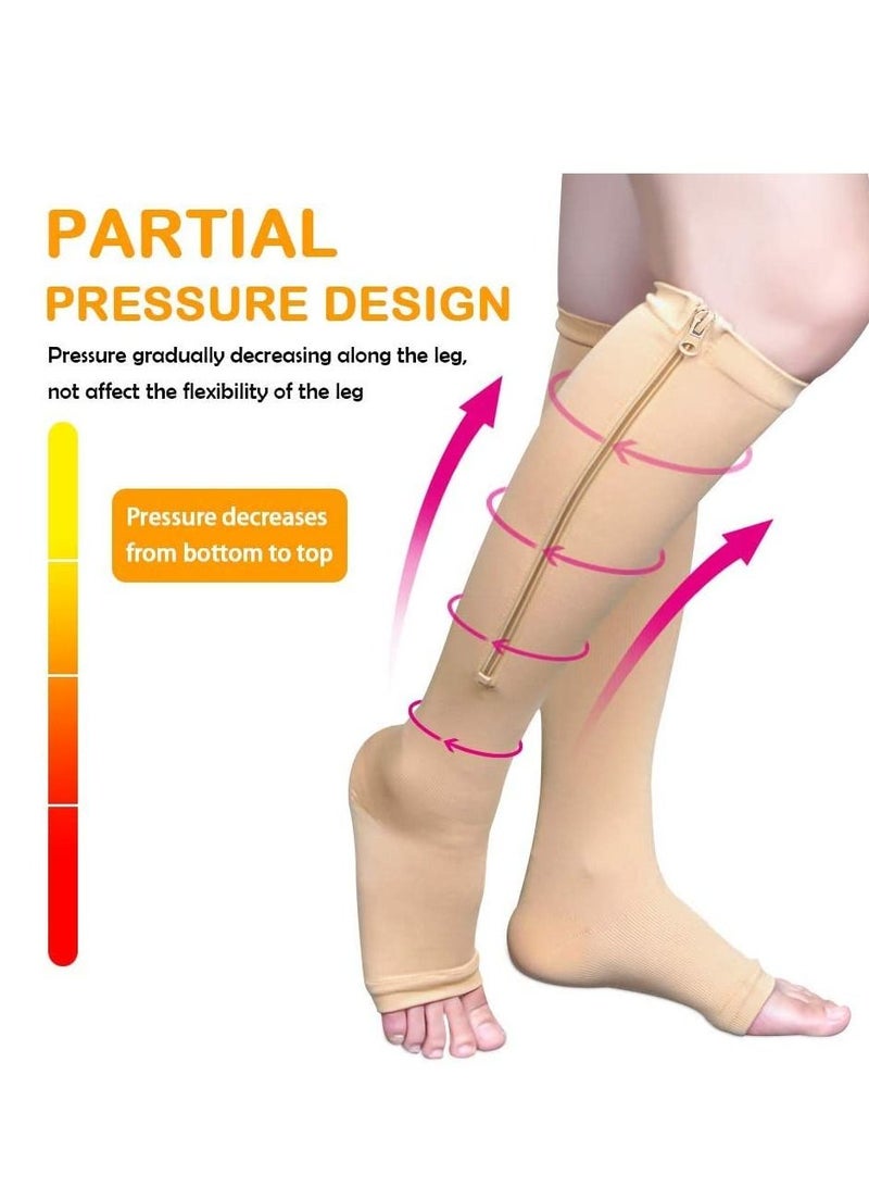 AS SEEN ON TV Compression Stretchy Leg Pain Relief  Zip Socks Brown S\M - Image 5